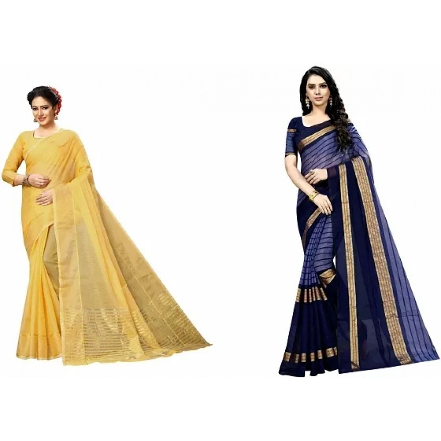 Beautiful Art Silk Saree with Blouse Piece Pack Of 2