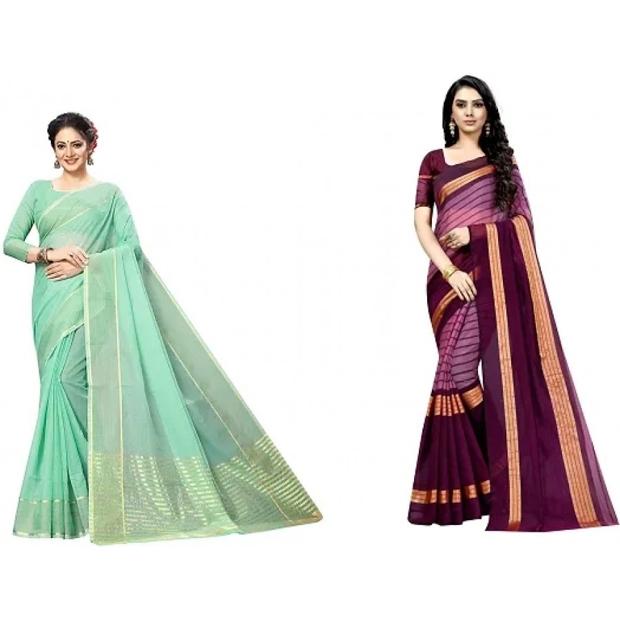 Beautiful Art Silk Saree with Blouse Piece Pack Of 2