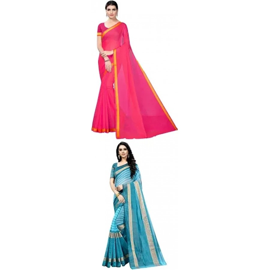 Beautiful Art Silk Saree with Blouse Piece Pack Of 2