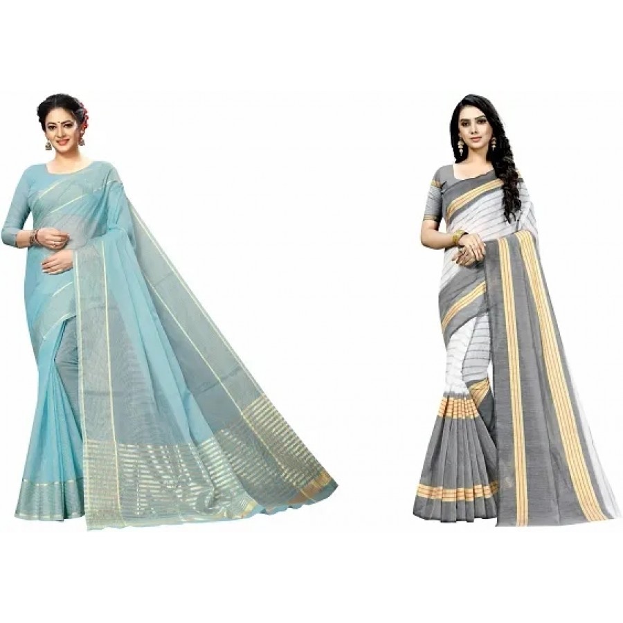 Beautiful Art Silk Saree with Blouse Piece Pack Of 2