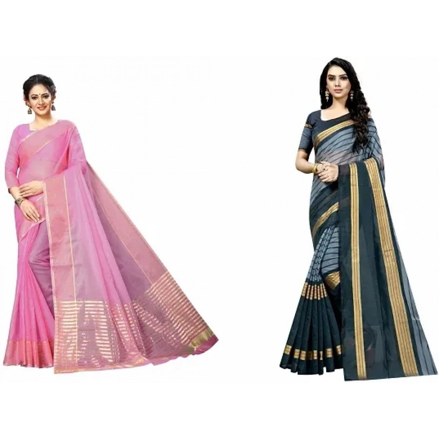 Beautiful Art Silk Saree with Blouse Piece Pack Of 2