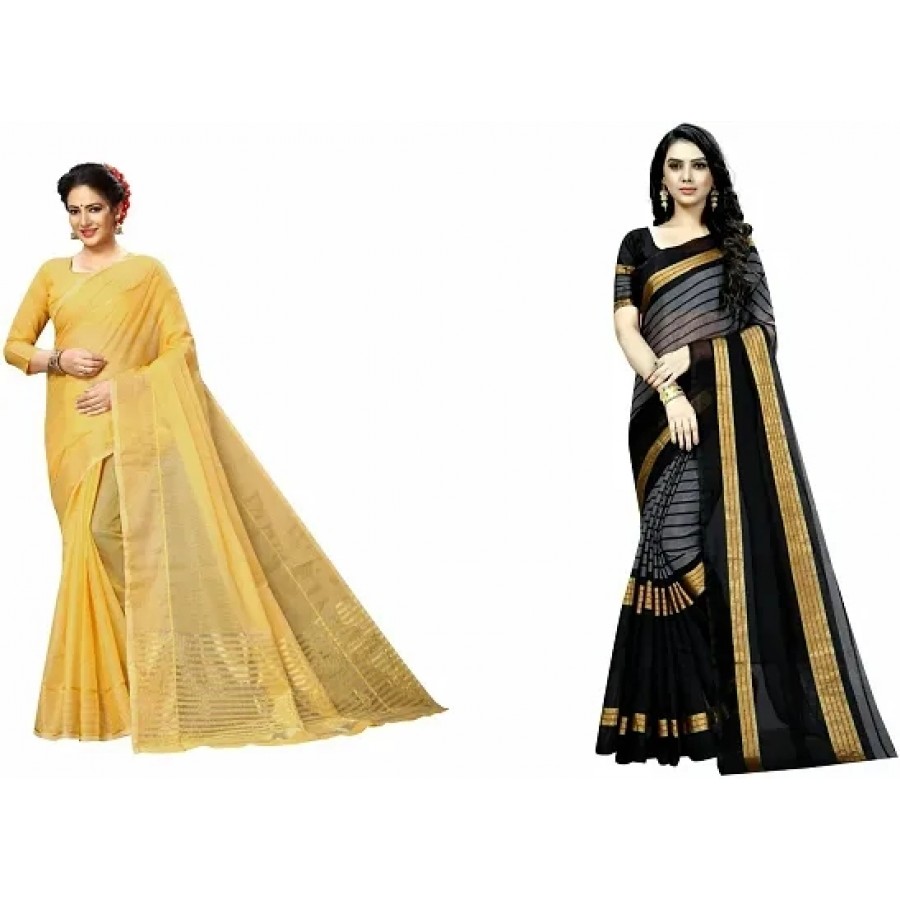 Beautiful Art Silk Saree with Blouse Piece Pack Of 2