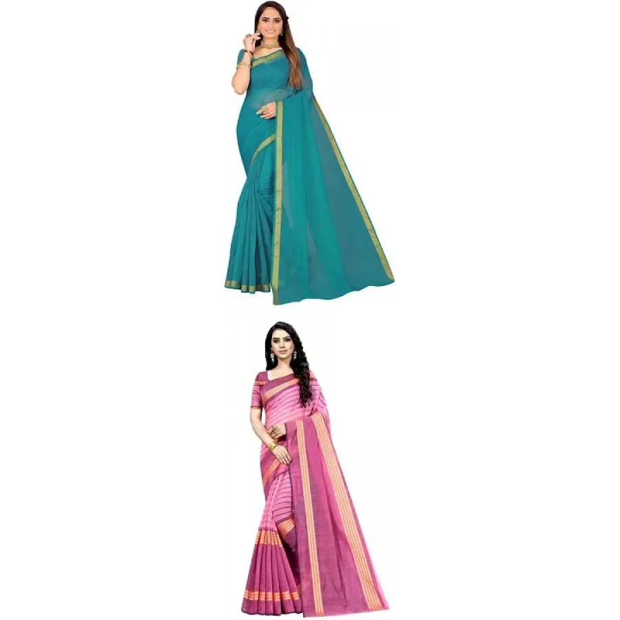 Beautiful Art Silk Saree with Blouse Piece Pack Of 2