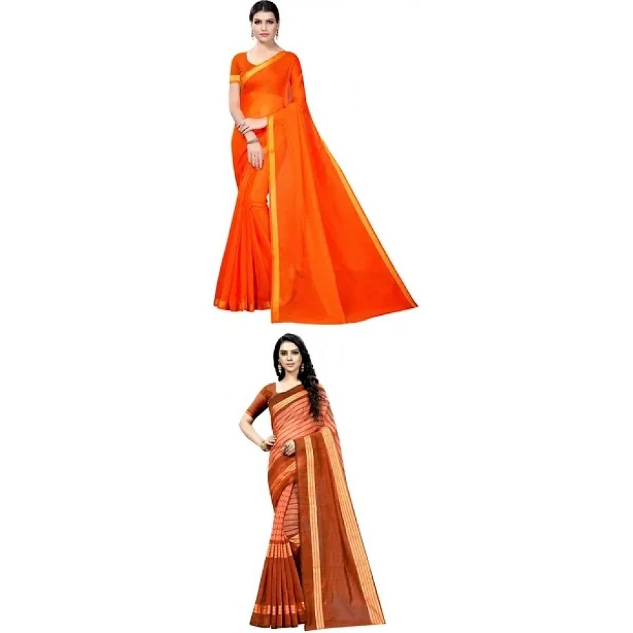 Beautiful Art Silk Saree with Blouse Piece Pack Of 2