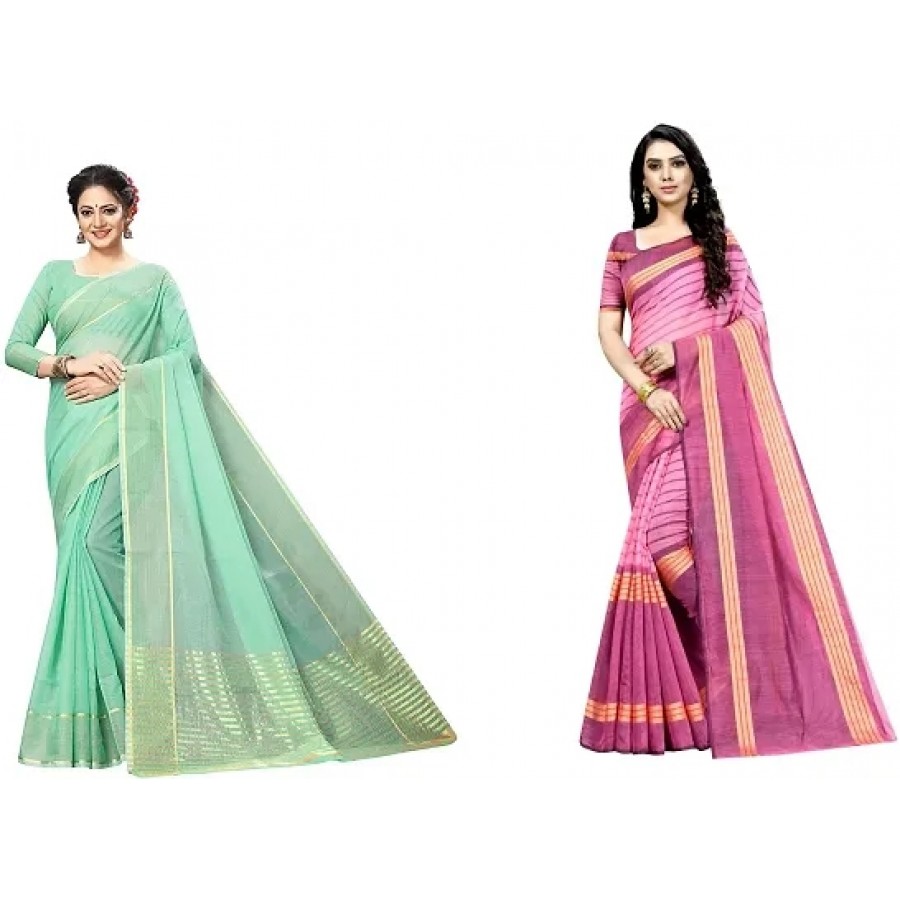 Beautiful Art Silk Saree with Blouse Piece Pack Of 2