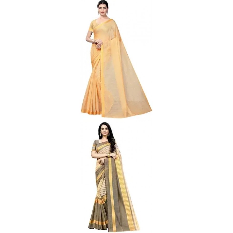 Beautiful Art Silk Saree with Blouse Piece Pack Of 2