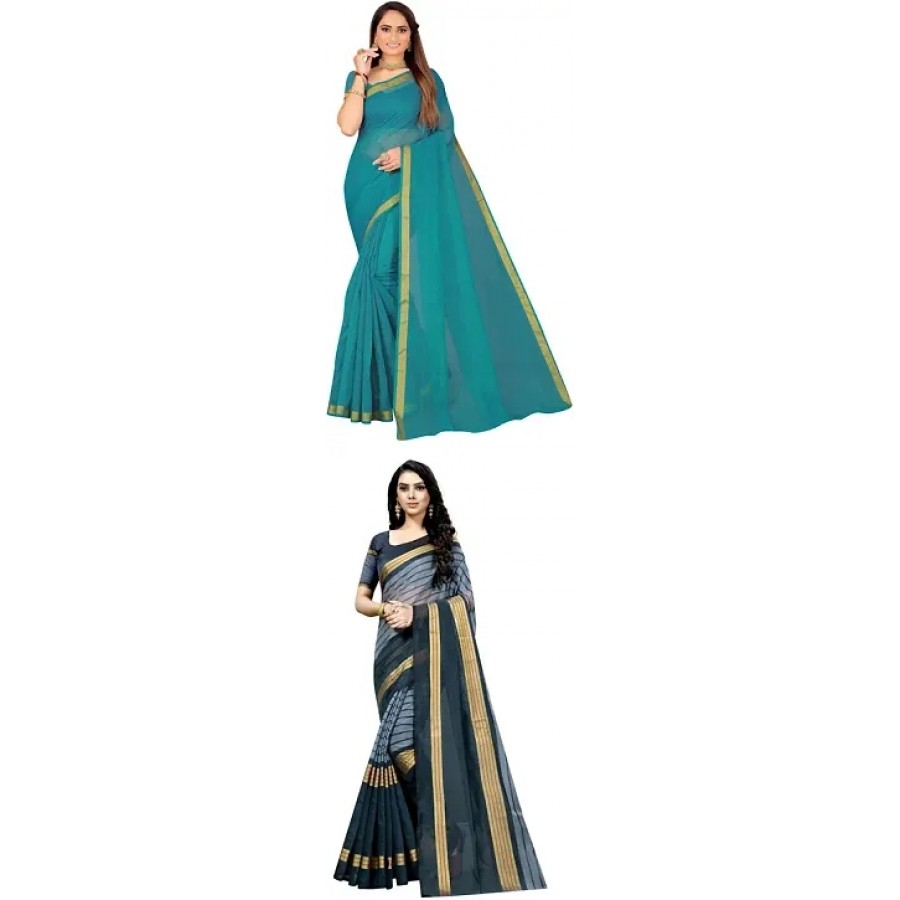 Beautiful Art Silk Saree with Blouse Piece Pack Of 2