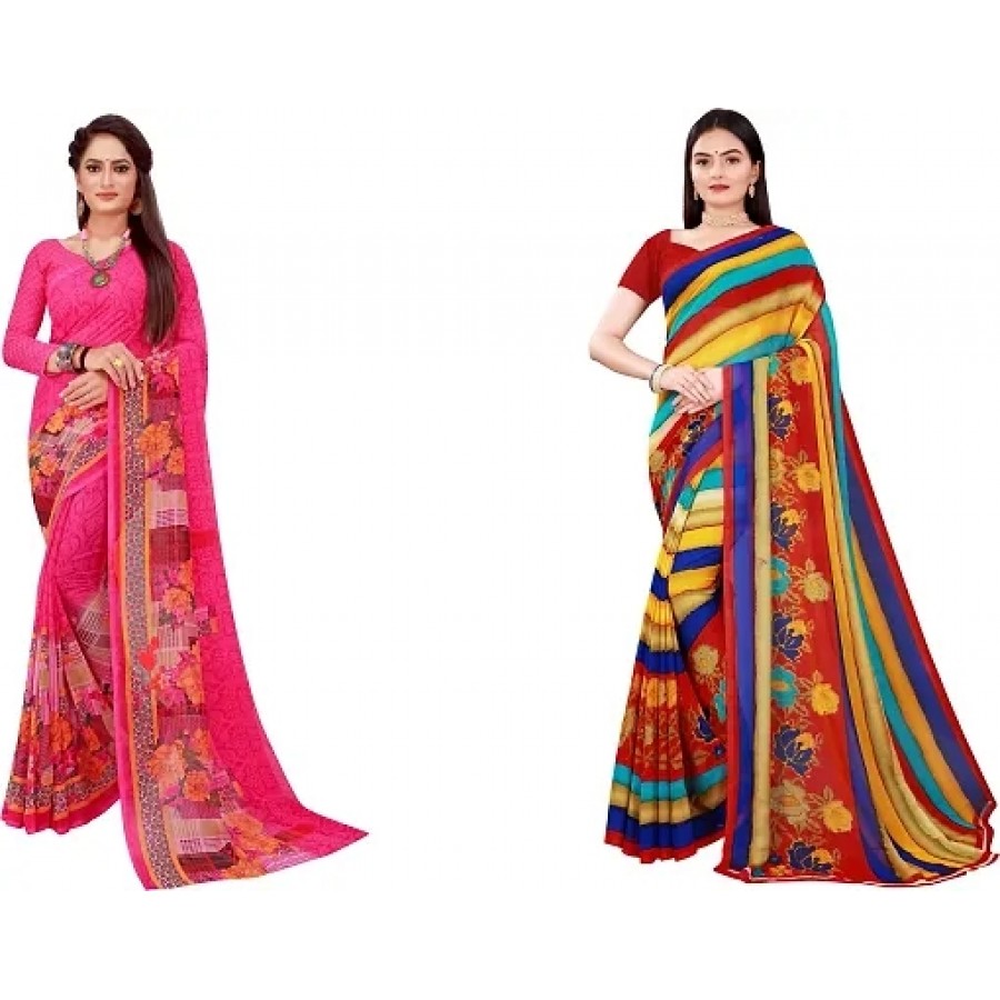 Beautiful Georgette Saree with Blouse Piece Pack Of 2