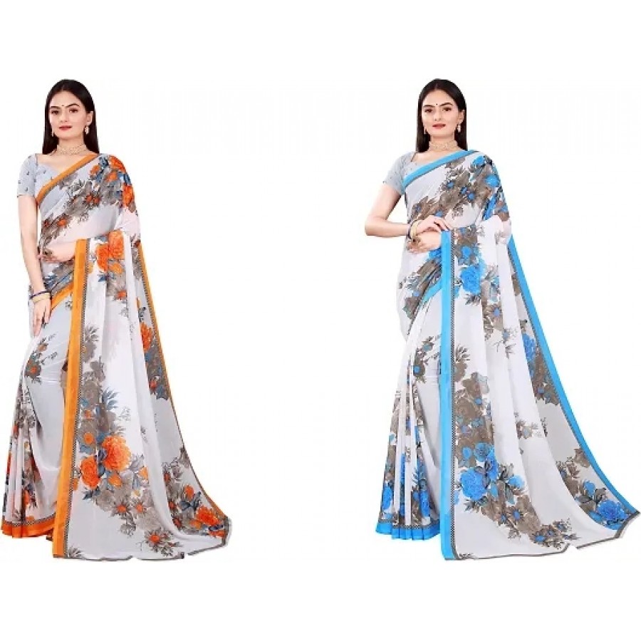 Beautiful Georgette Saree with Blouse Piece Pack Of 2