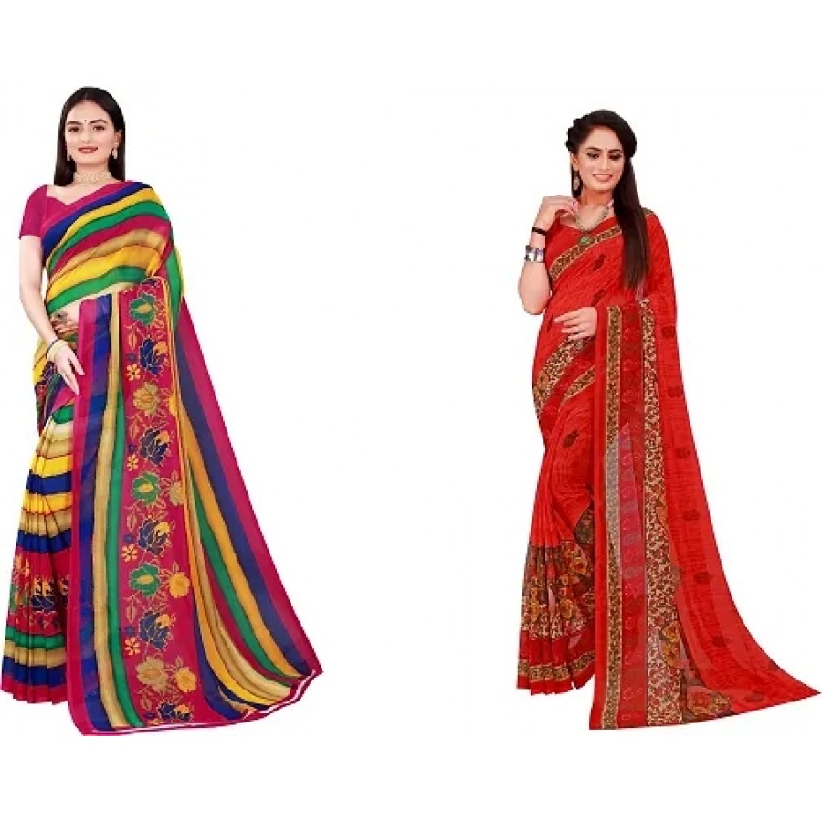 Beautiful Georgette Saree with Blouse Piece Pack Of 2