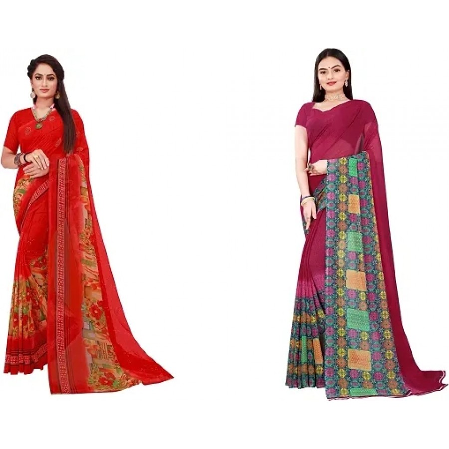 Beautiful Georgette Saree with Blouse Piece Pack Of 2