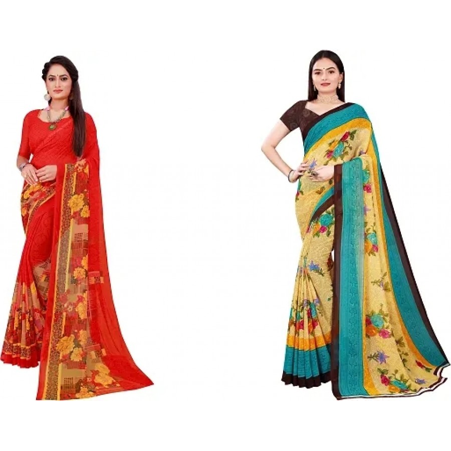 Beautiful Georgette Saree with Blouse Piece Pack Of 2