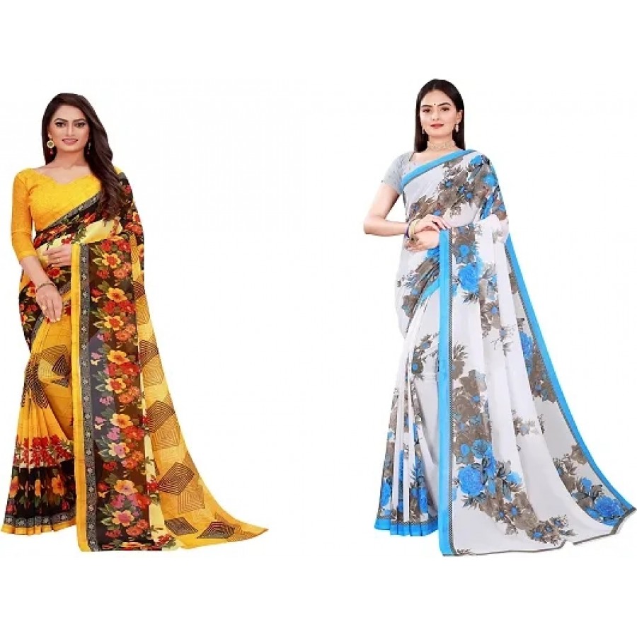 Beautiful Georgette Saree with Blouse Piece Pack Of 2