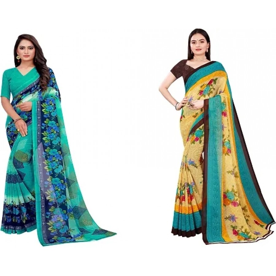 Beautiful Georgette Saree with Blouse Piece Pack Of 2