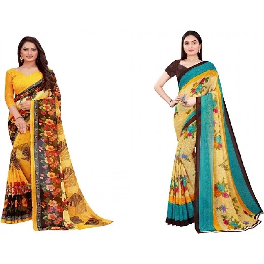 Beautiful Georgette Saree with Blouse Piece Pack Of 2