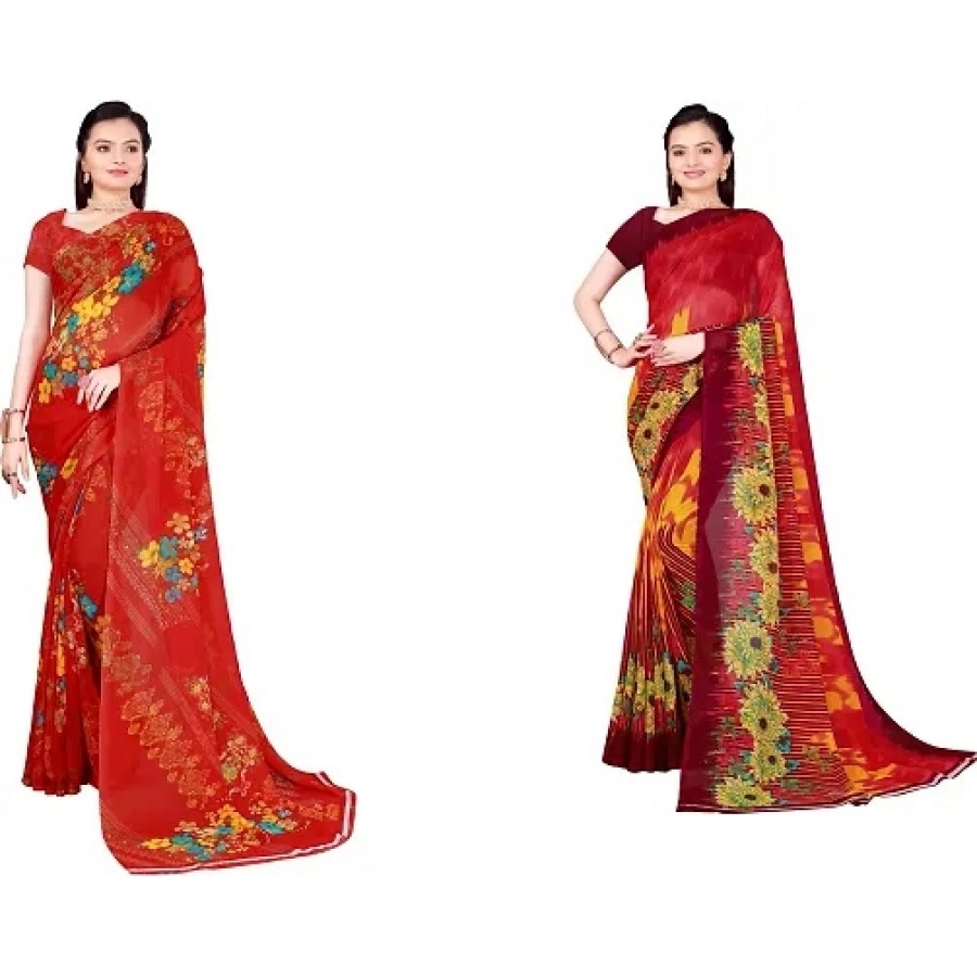 Beautiful Georgette Saree with Blouse Piece Pack Of 2