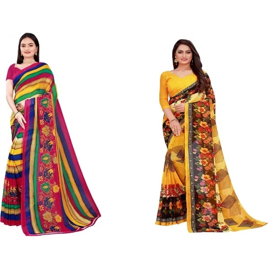 Beautiful Georgette Saree with Blouse Piece Pack Of 2