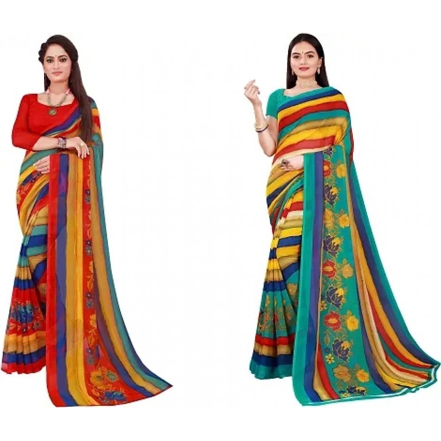 Beautiful Georgette Saree with Blouse Piece Pack Of 2