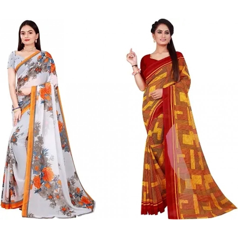 Beautiful Georgette Saree with Blouse Piece Pack Of 2