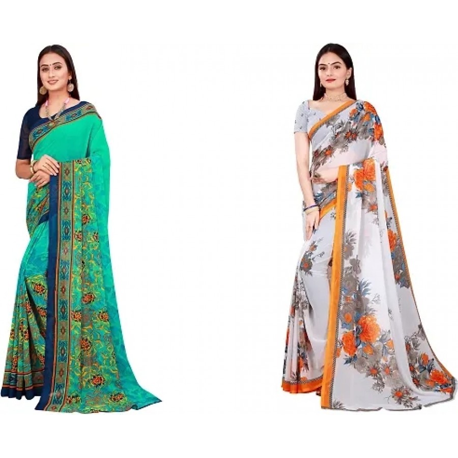 Beautiful Georgette Saree with Blouse Piece Pack Of 2