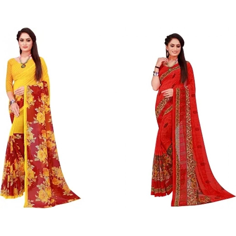 Beautiful Georgette Saree with Blouse Piece Pack Of 2