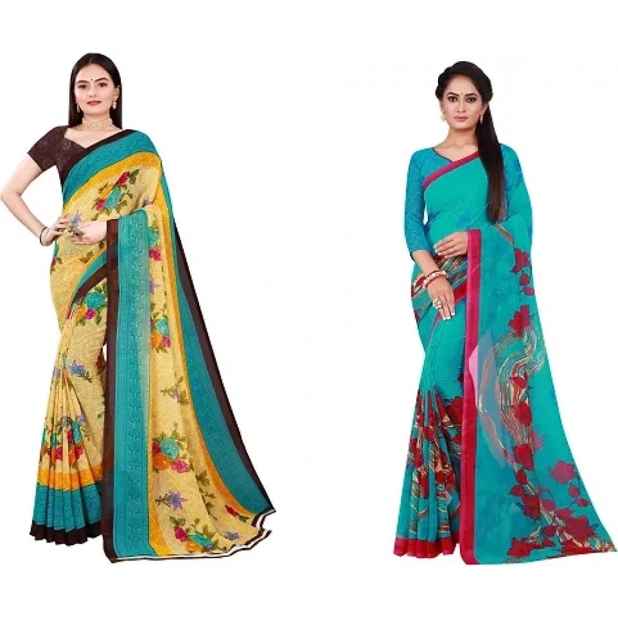 Beautiful Georgette Saree with Blouse Piece Pack Of 2