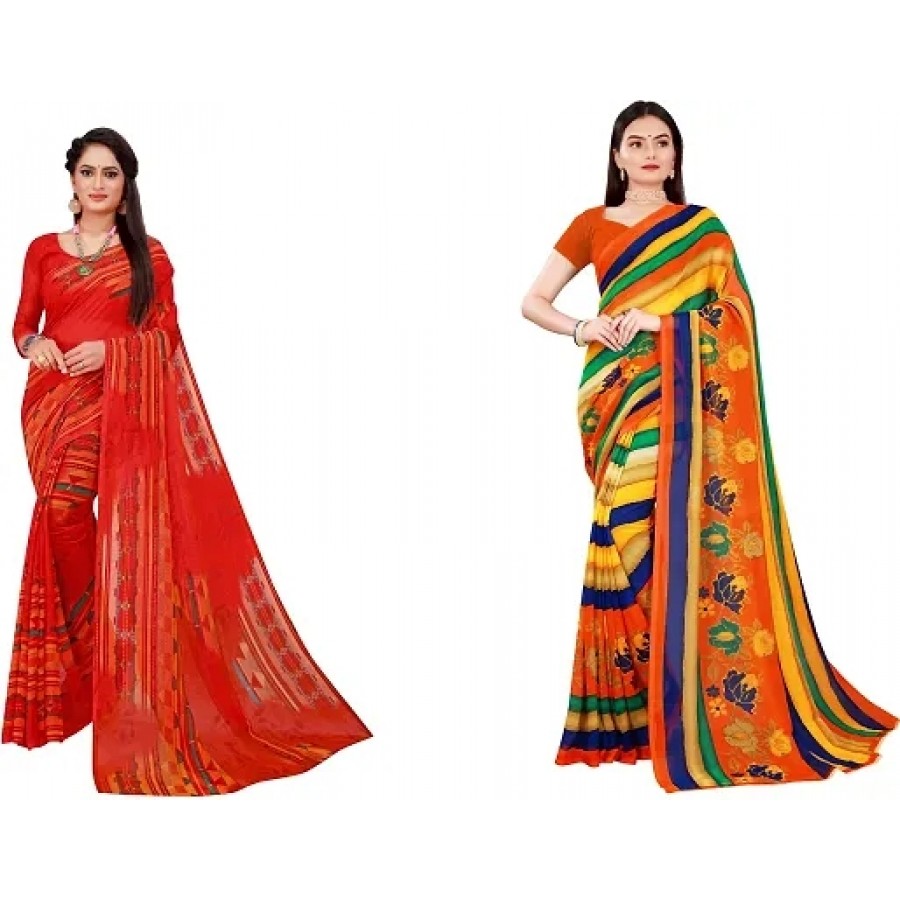 Beautiful Georgette Saree with Blouse Piece Pack Of 2