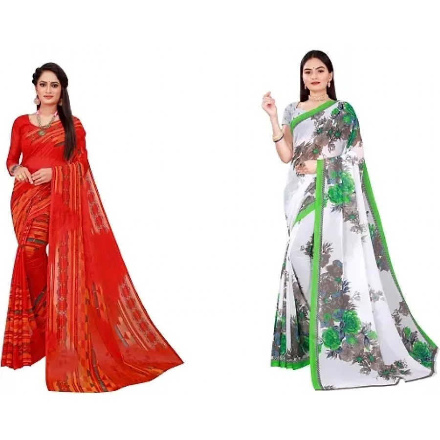 Beautiful Georgette Saree with Blouse Piece Pack Of 2