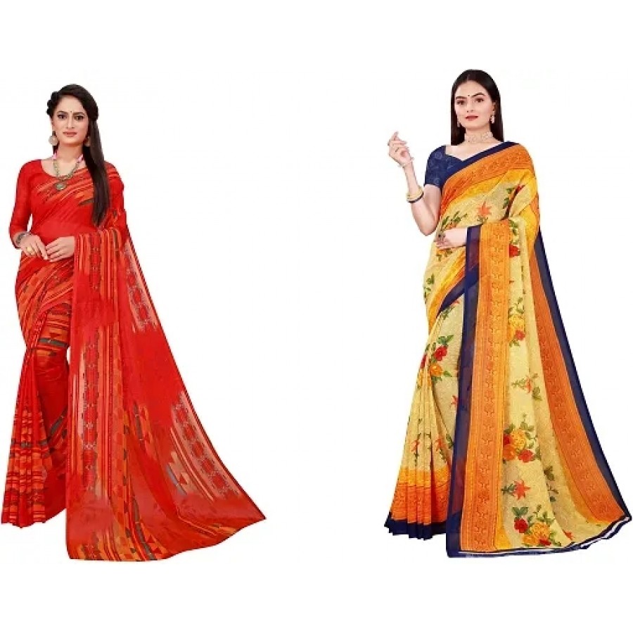 Beautiful Georgette Saree with Blouse Piece Pack Of 2