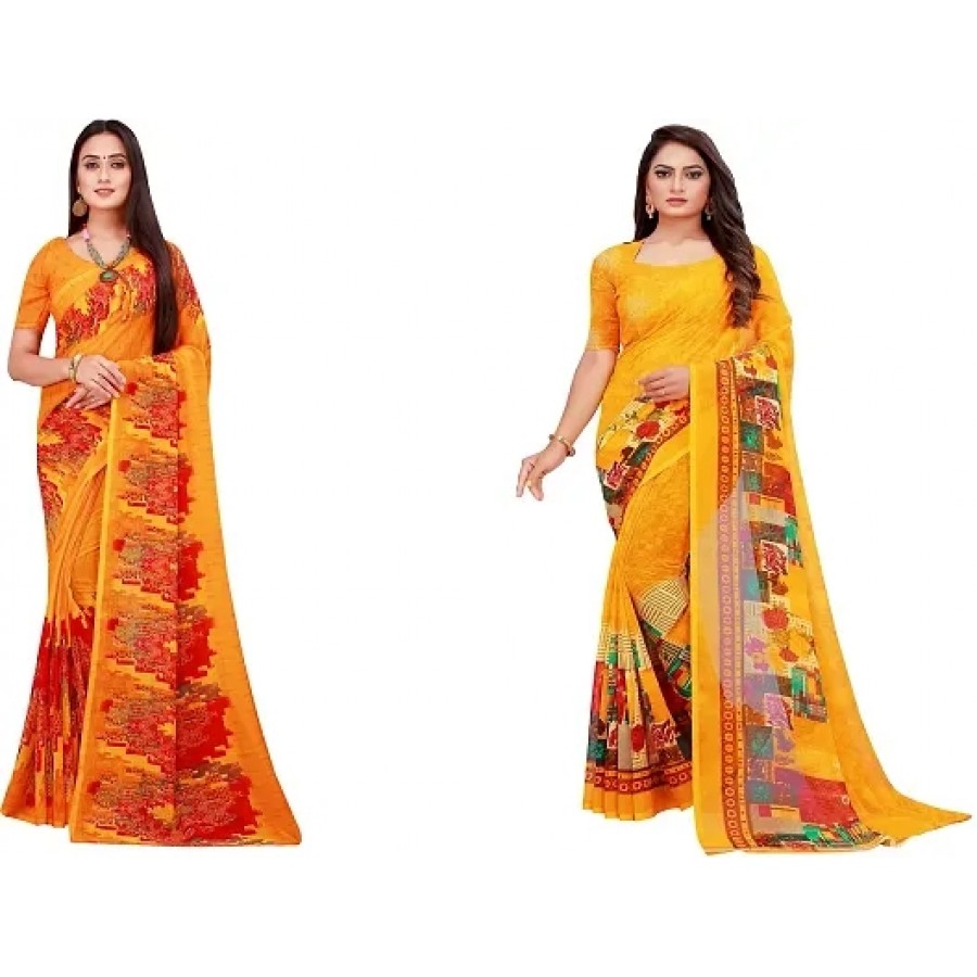 Beautiful Georgette Saree with Blouse Piece Pack Of 2