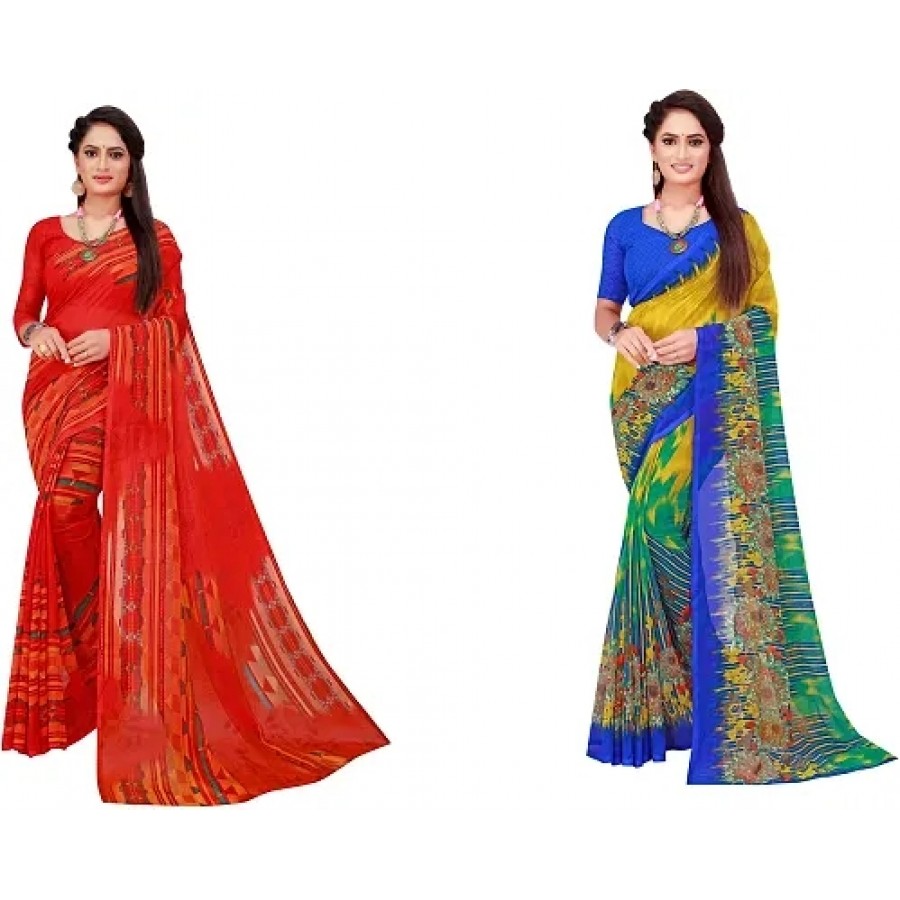 Beautiful Georgette Saree with Blouse Piece Pack Of 2