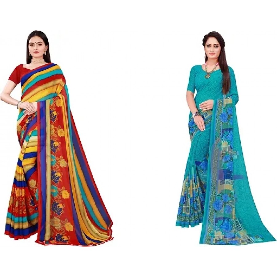 Beautiful Georgette Saree with Blouse Piece Pack Of 2