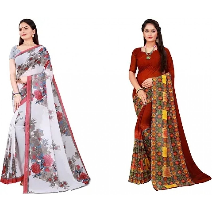 Beautiful Georgette Saree with Blouse Piece Pack Of 2