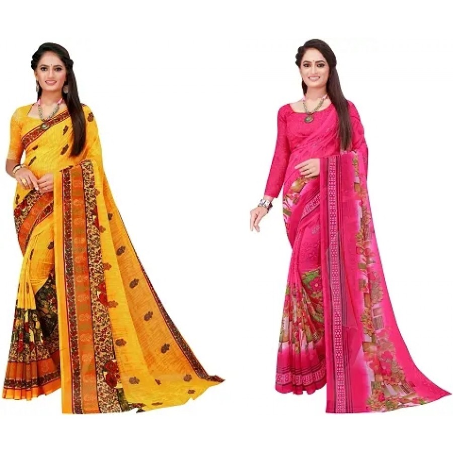 Beautiful Georgette Saree with Blouse Piece Pack Of 2