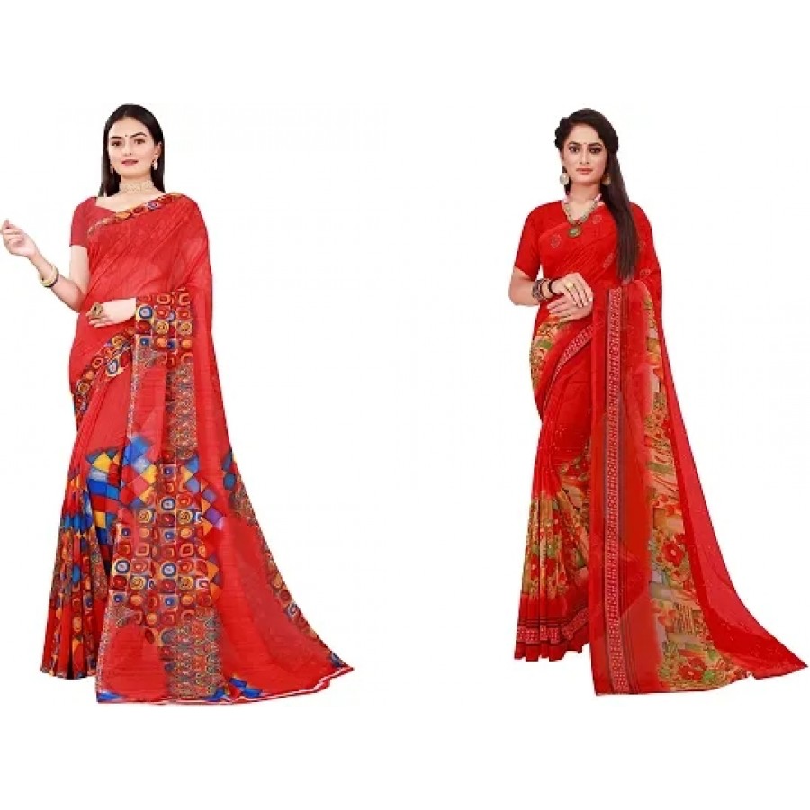 Beautiful Georgette Saree with Blouse Piece Pack Of 2