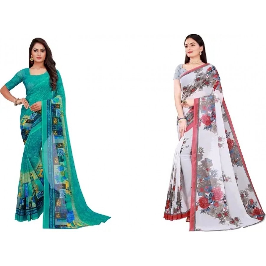 Beautiful Georgette Saree with Blouse Piece Pack Of 2