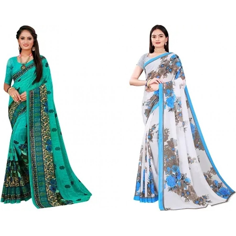 Beautiful Georgette Saree with Blouse Piece Pack Of 2