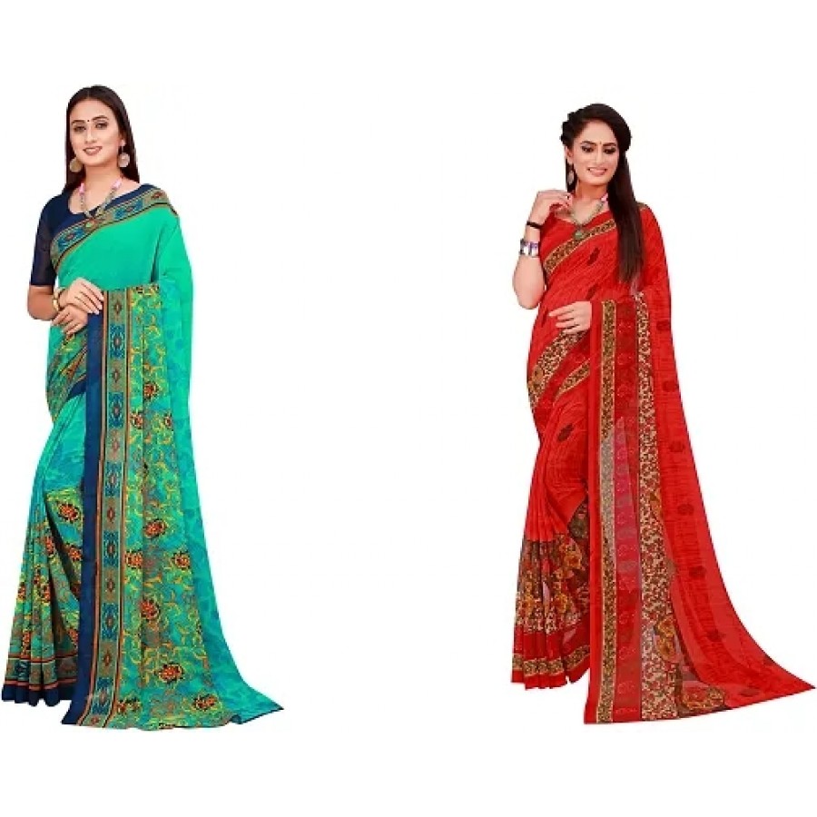 Beautiful Georgette Saree with Blouse Piece Pack Of 2