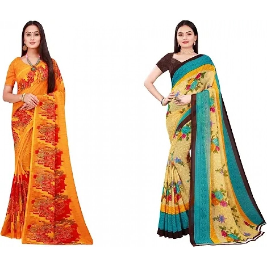 Beautiful Georgette Saree with Blouse Piece Pack Of 2