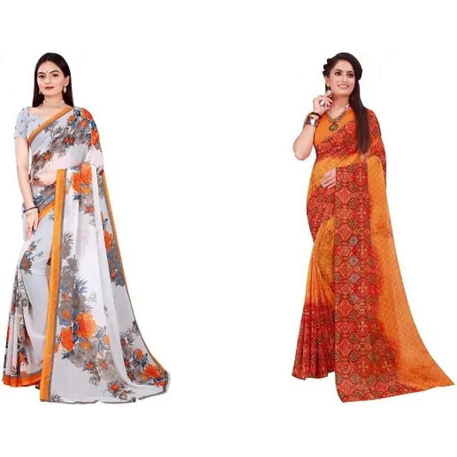 Beautiful Georgette Saree with Blouse Piece Pack Of 2