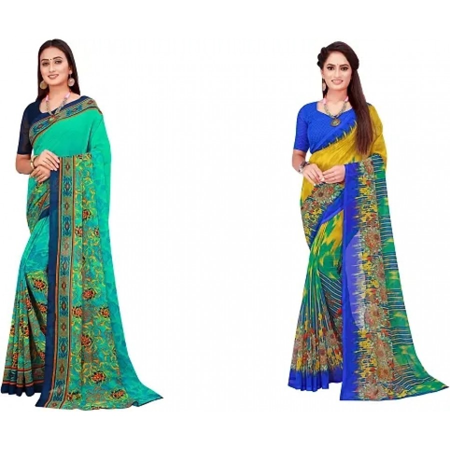 Beautiful Georgette Saree with Blouse Piece Pack Of 2