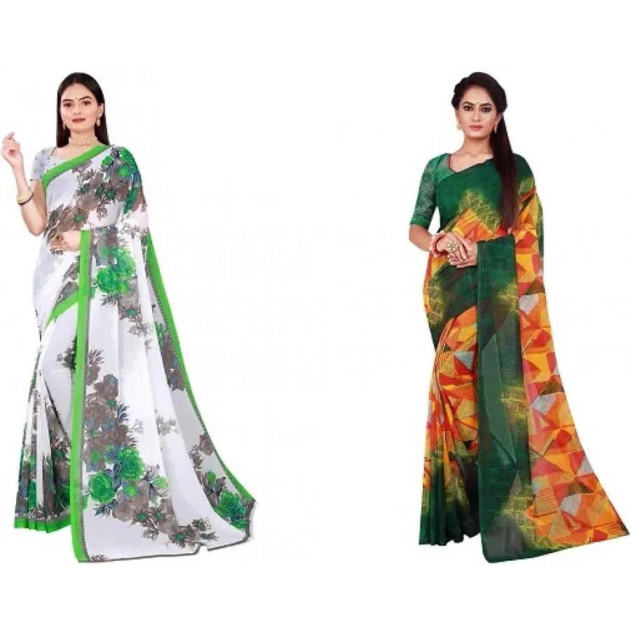 Beautiful Georgette Saree with Blouse Piece Pack Of 2