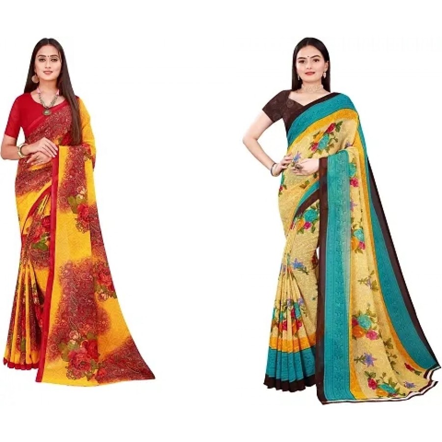 Beautiful Georgette Saree with Blouse Piece Pack Of 2