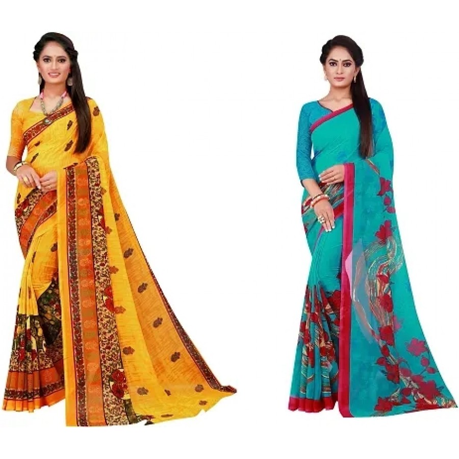 Beautiful Georgette Saree with Blouse Piece Pack Of 2