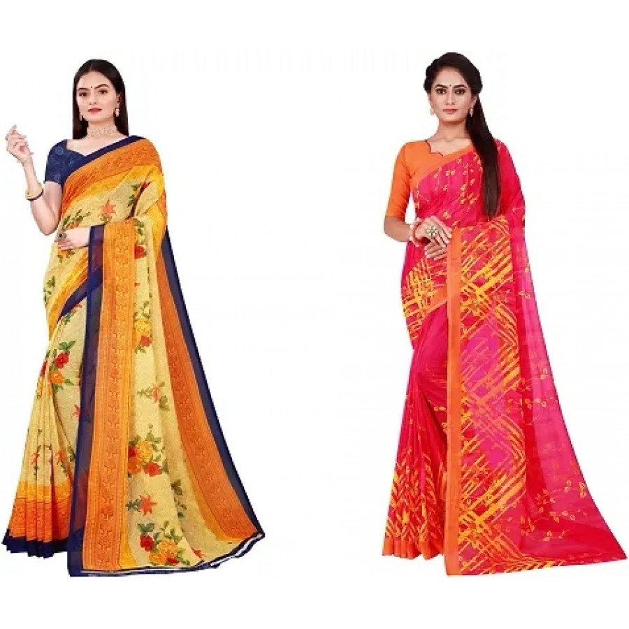 Beautiful Georgette Saree with Blouse Piece Pack Of 2