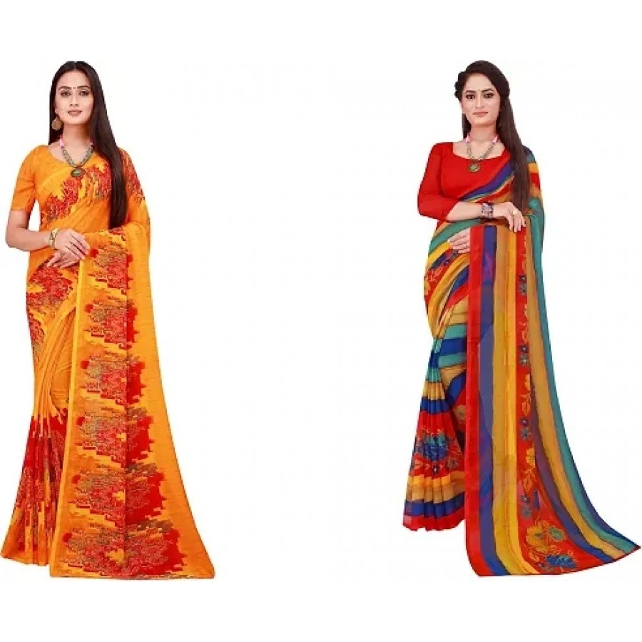 Beautiful Georgette Saree with Blouse Piece Pack Of 2