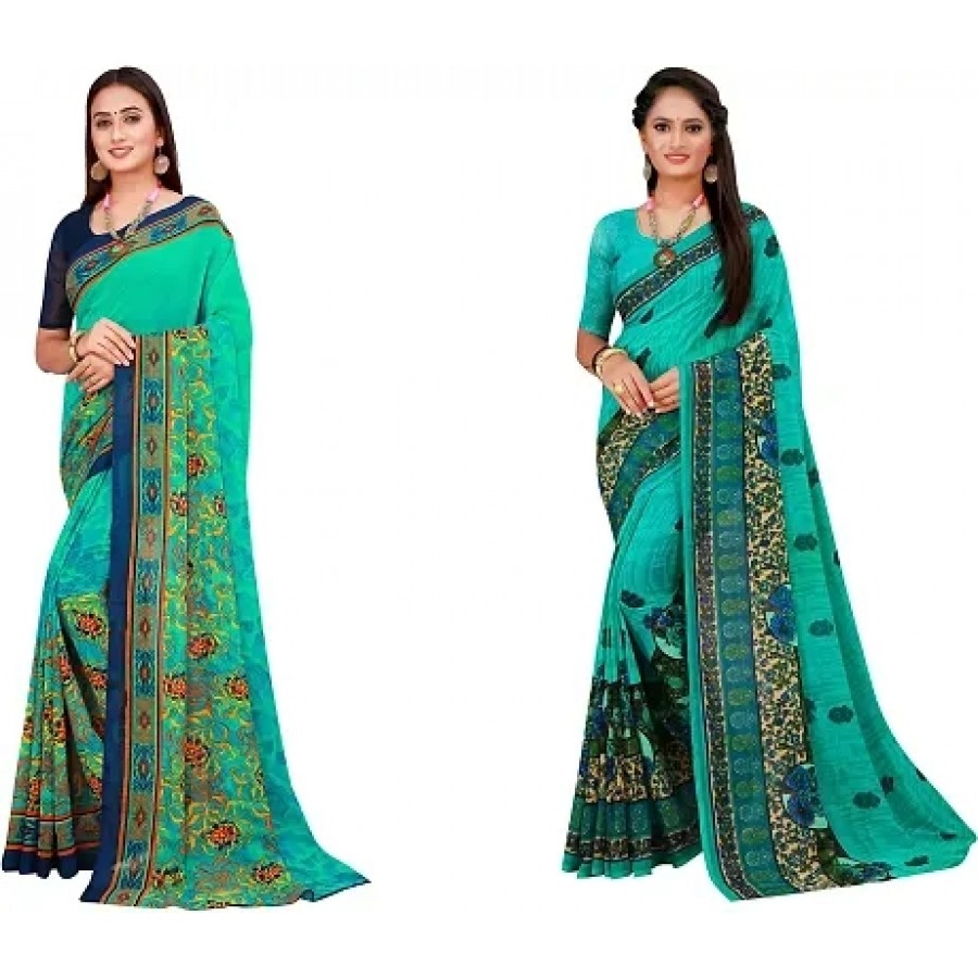 Beautiful Georgette Saree with Blouse Piece Pack Of 2