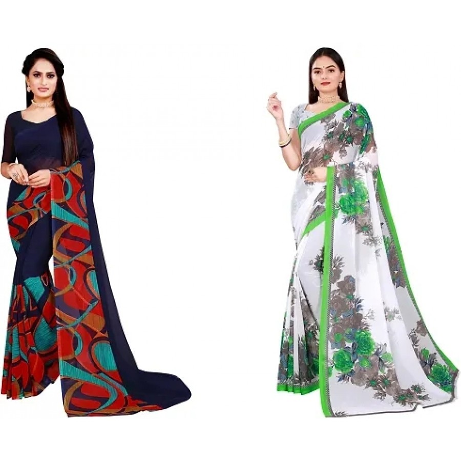 Beautiful Georgette Saree with Blouse Piece Pack Of 2