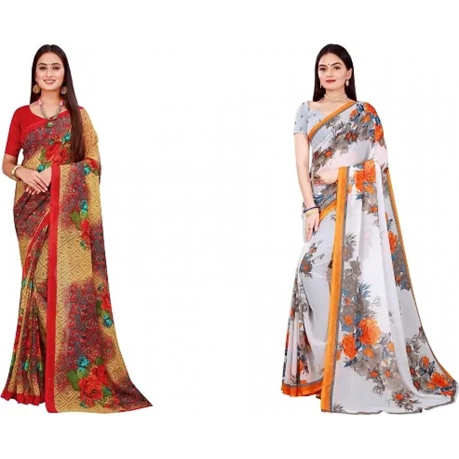 Beautiful Georgette Saree with Blouse Piece Pack Of 2