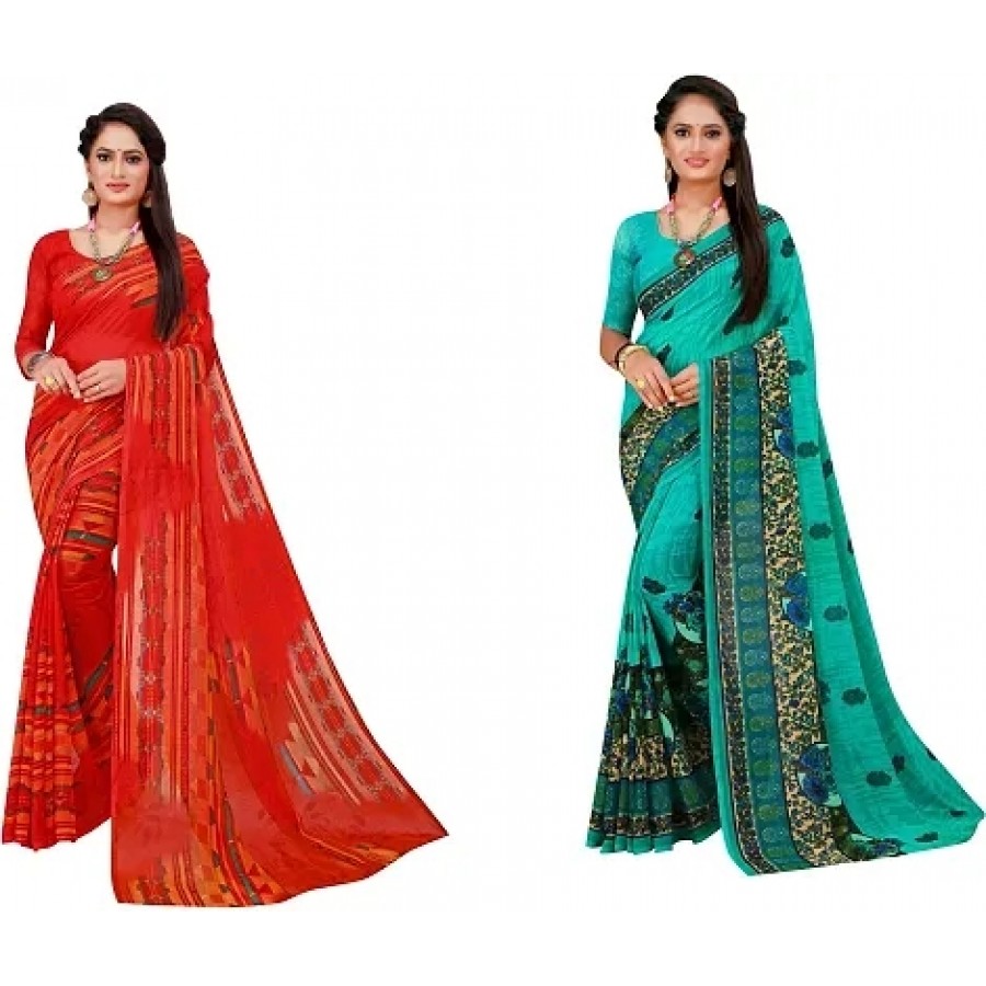 Beautiful Georgette Saree with Blouse Piece Pack Of 2